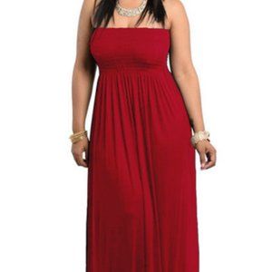 Smocked Chest Strapless Tube Long Maxi Dress